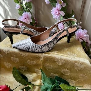 Animal print (snake) sling back kitten heel